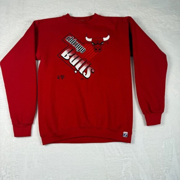 Vintage 90s Chicago Bulls Crewneck Sweatshirt Logo 7 Youth Large (14-16) Red - Picture 1 of 7